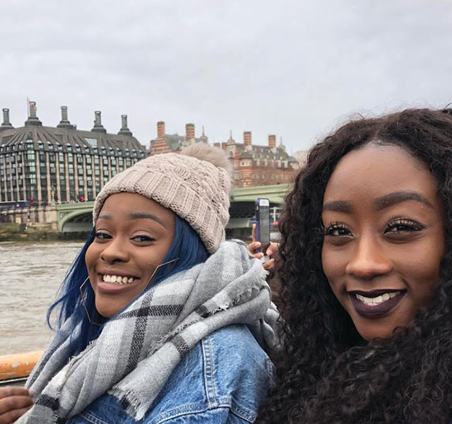 Two interns on an excursion during a London publishing internship