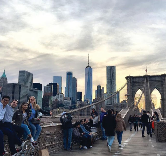 Group of interns in New York on a journalism internship in the United States