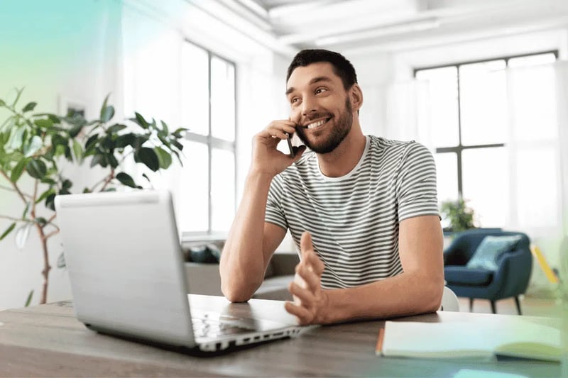 Intern on the phone during a remote internship