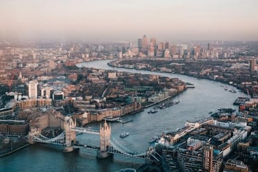 A view of the River Thames in London as seen from The Shard