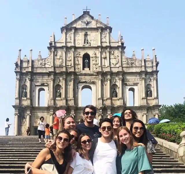 Group of students netwroking on an IT internship in Hong Kong