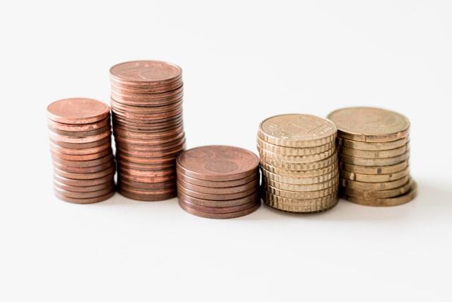 Stacks of European coins.