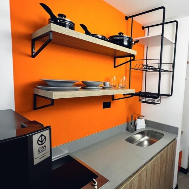 Kitchen space in accommodation in Colombia